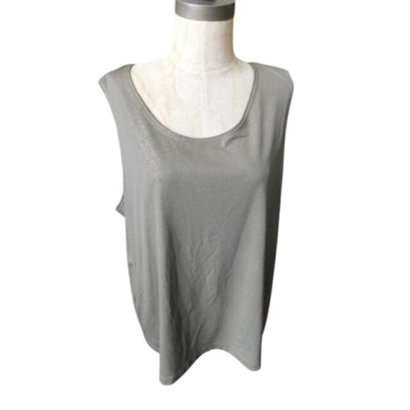 Chico's Size XL (3) Scoop Neck Metallic Finish Sleeveless STRETCH Top - Picture 1 of 3